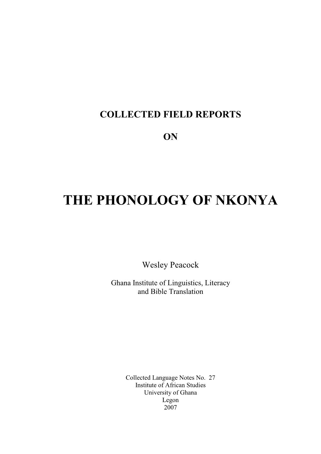 The Phonology of Nkonya