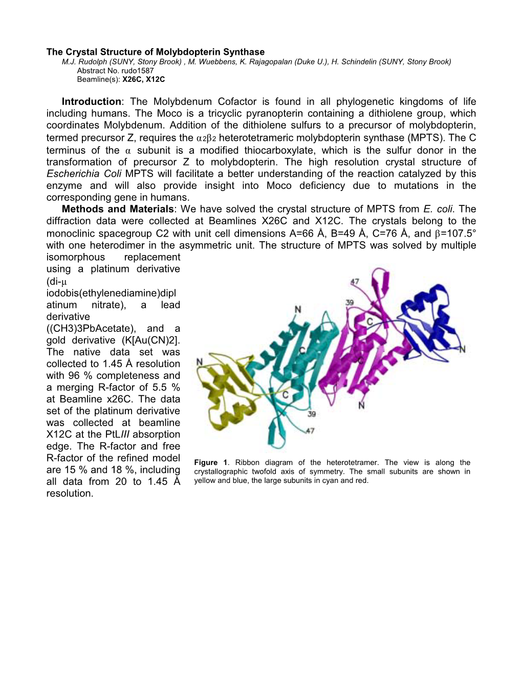 The Crystal Structure of Molybdopterin Synthase M.J