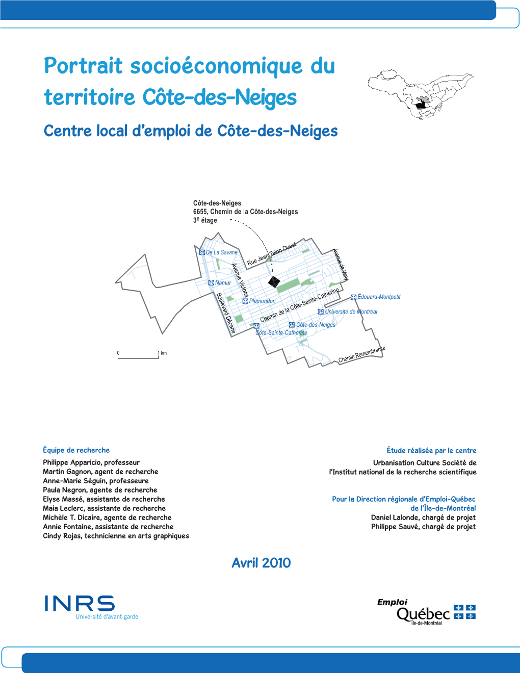 Portrait Socio-Économique Du Territoire Côte-Des-Neiges