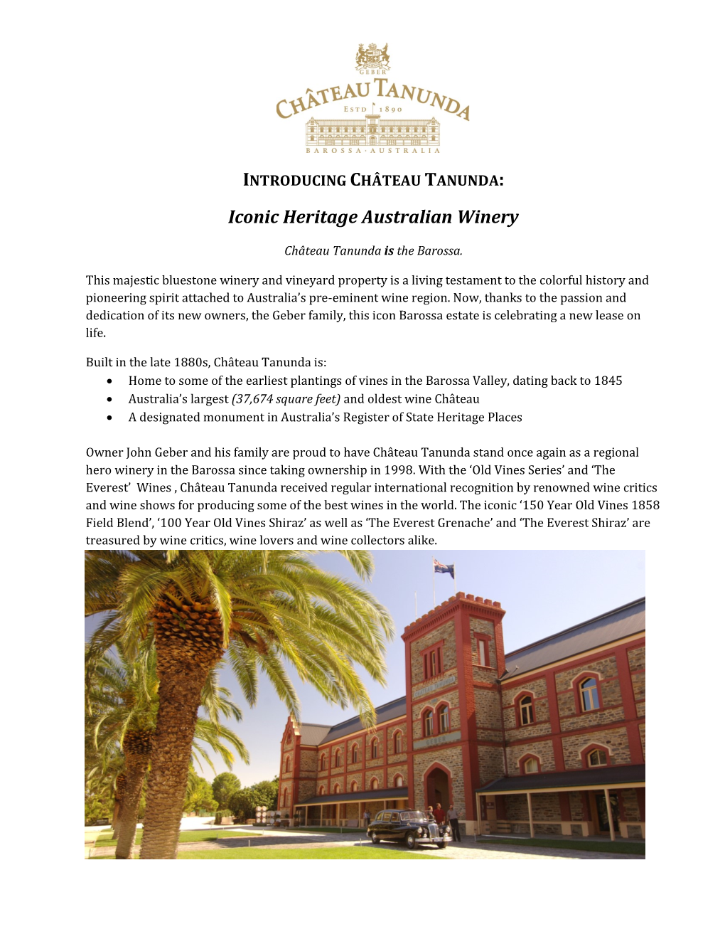 INTRODUCING CHÂTEAU TANUNDA: Iconic Heritage Australian Winery