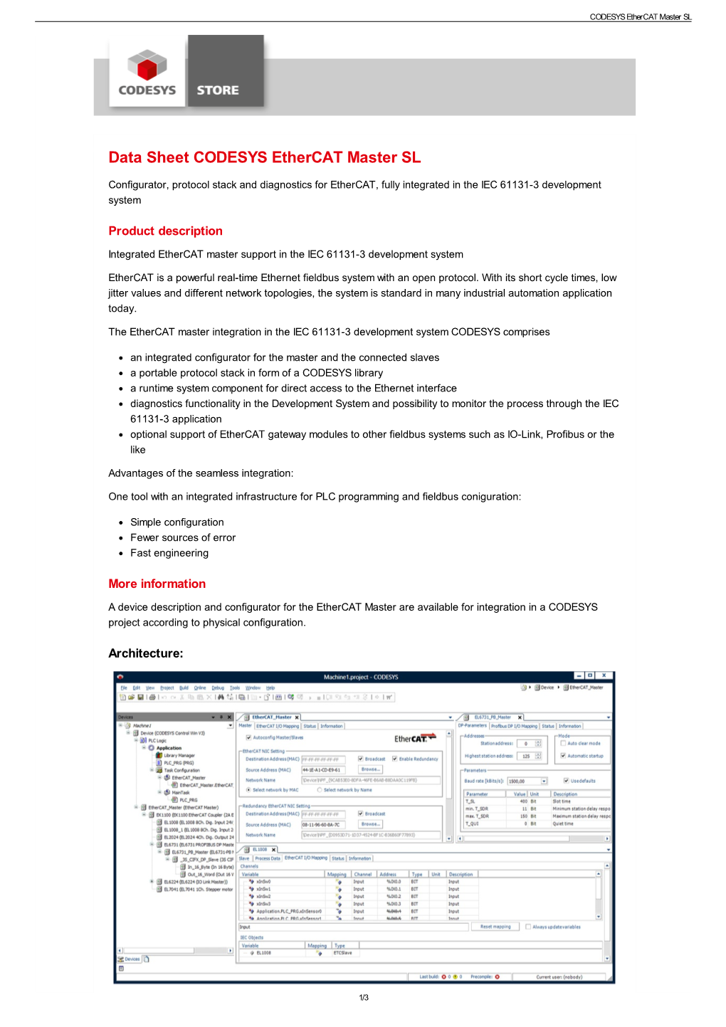 Data Sheet CODESYS Ethercat Master SL