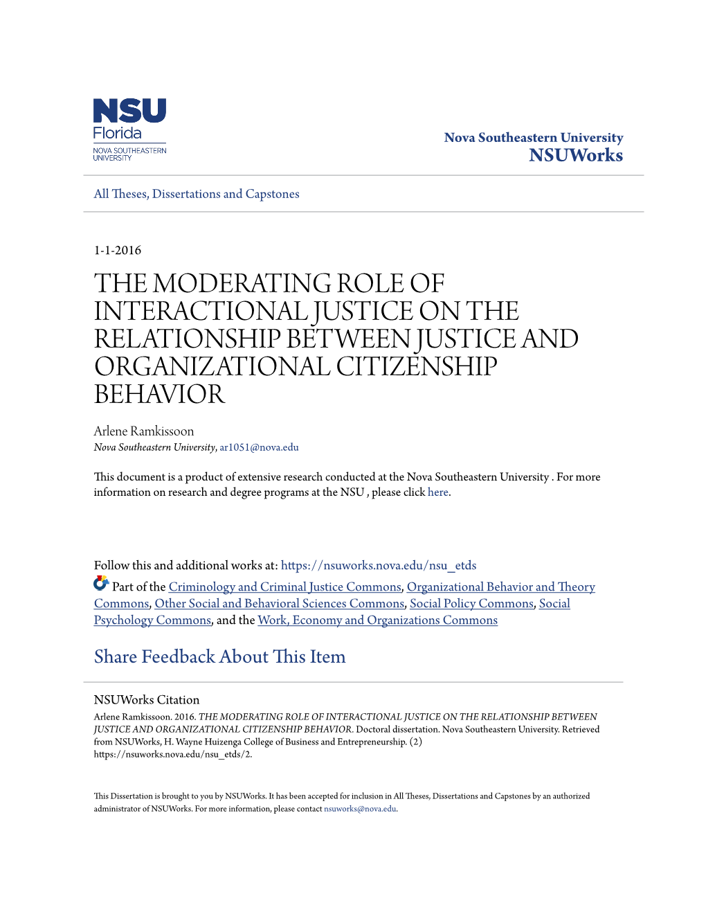 The Moderating Role of Interactional Justice on The