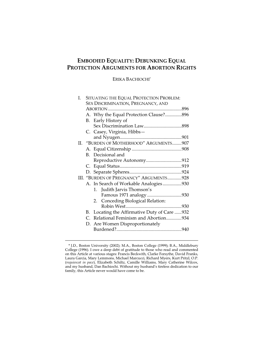 Debunking Equal Protection Arguments for Abortion Rights