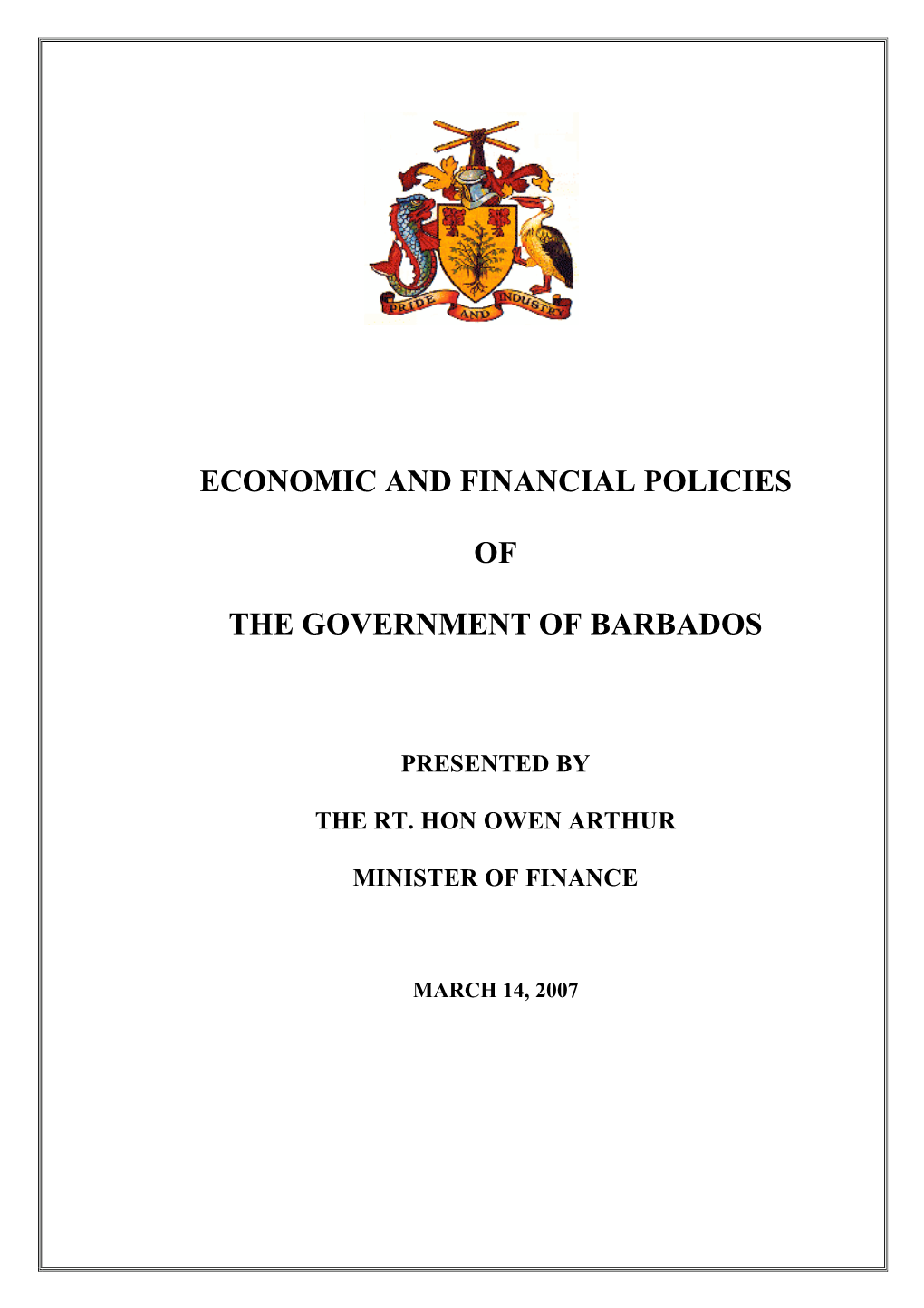 Economic and Financial Policies of the Government