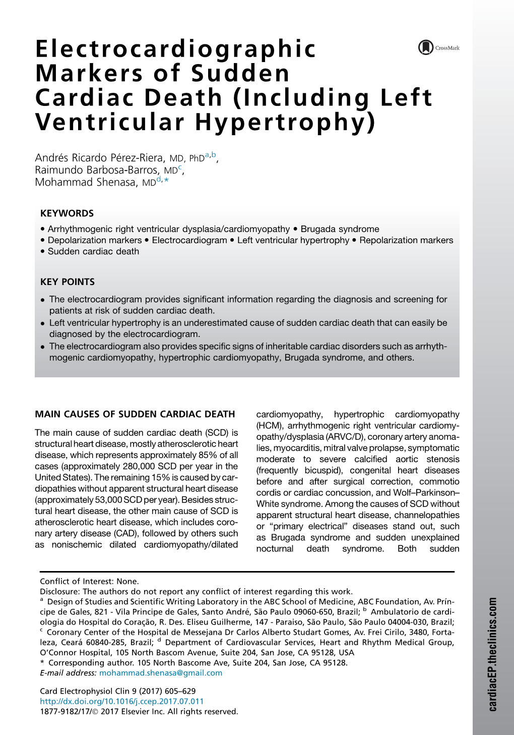 Electrocardiographic Markers of Sudden Cardiac Death (Including Left Ventricular Hypertrophy)