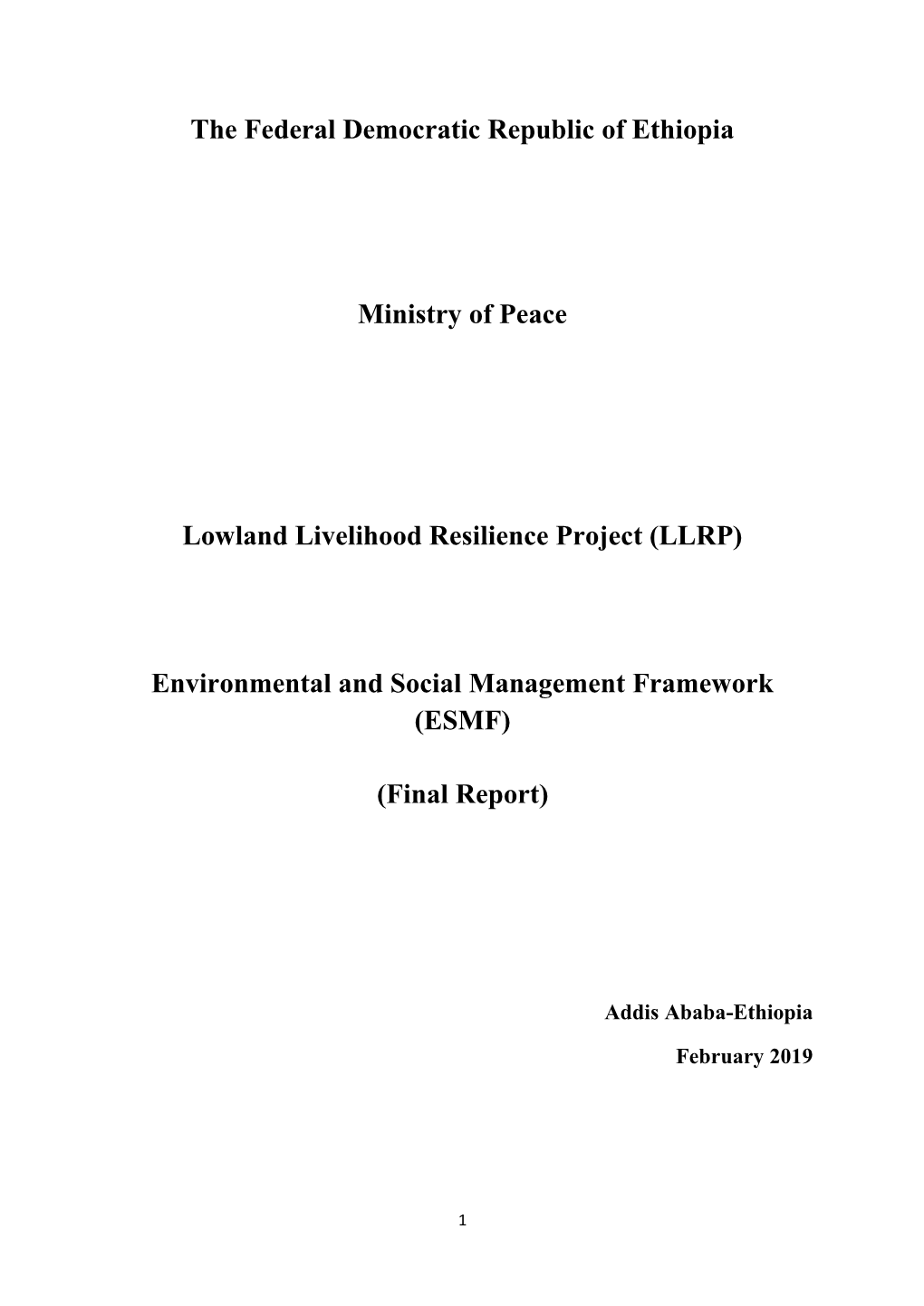 LLRP) Environmental and Social Management Framework (ESMF