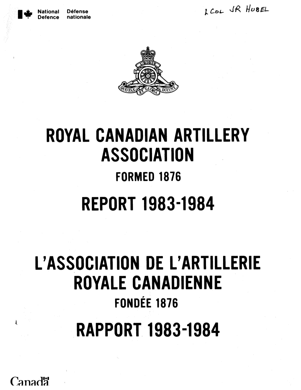 Royal Canadian Artillery Association Report 1983