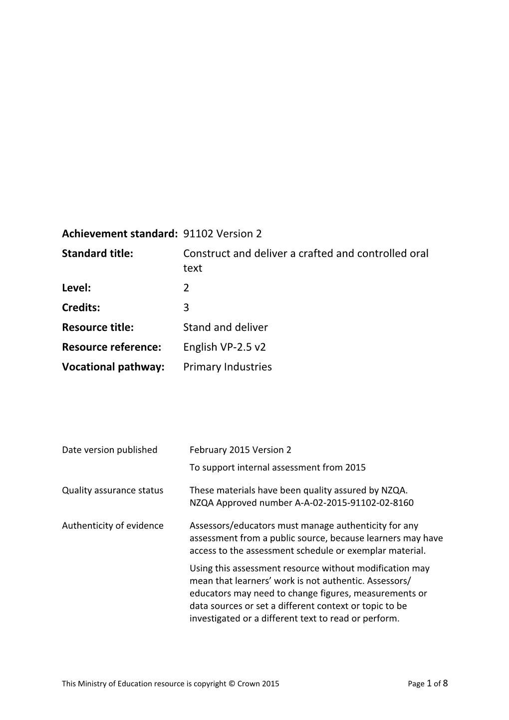 Vocational Pathways Internal Assessment Resource s2