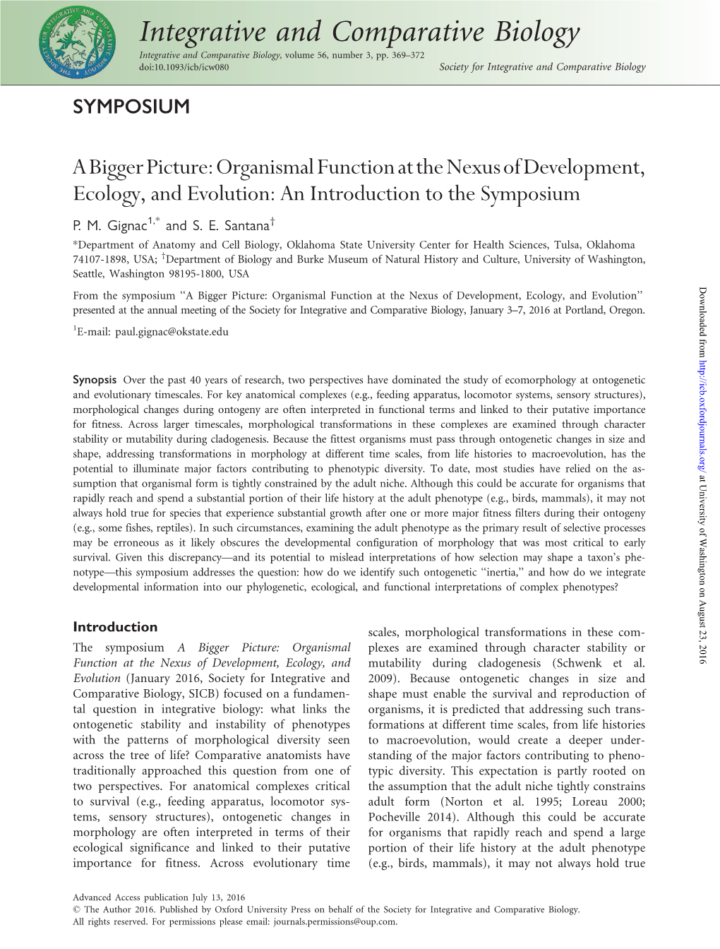 Integrative and Comparative Biology Integrative and Comparative Biology, Volume 56, Number 3, Pp