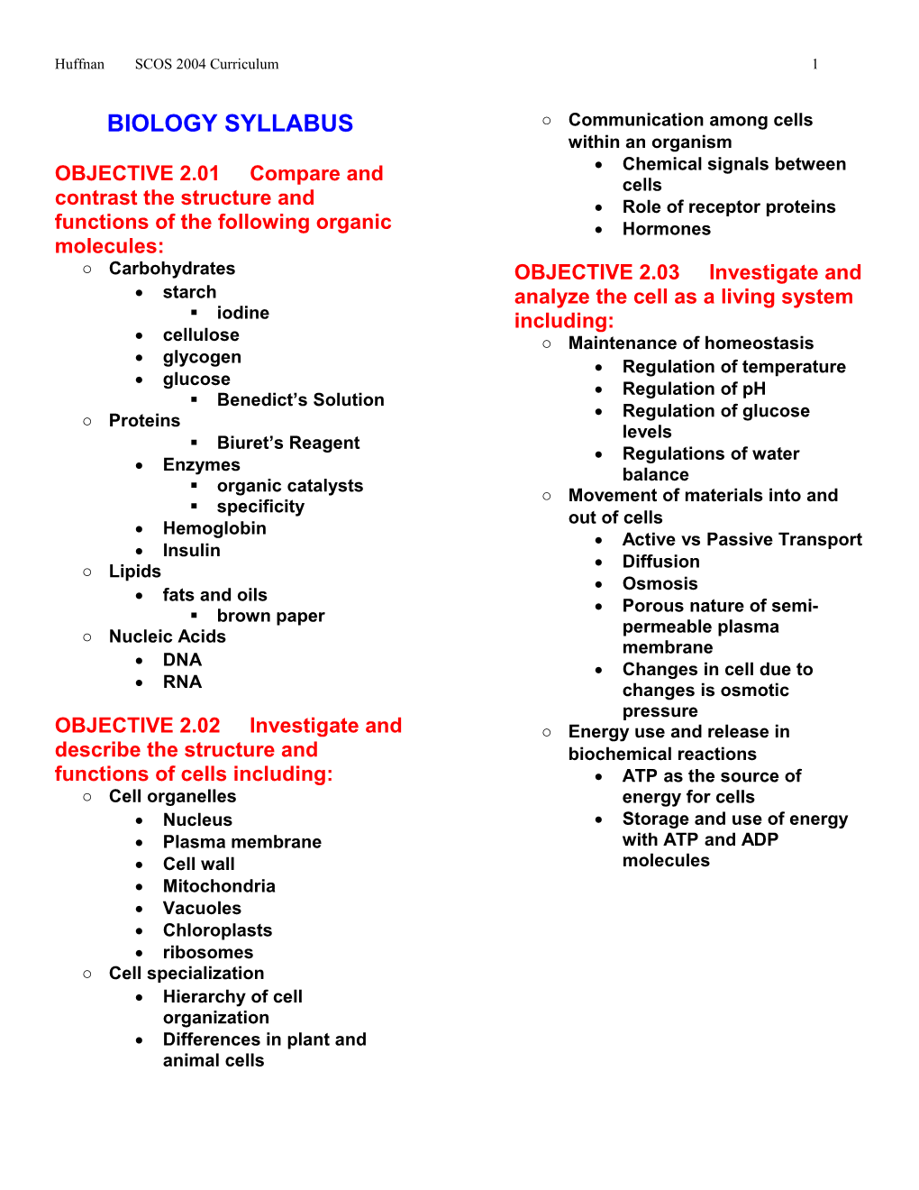 Huffnan SCOS 2004 Curriculum 5