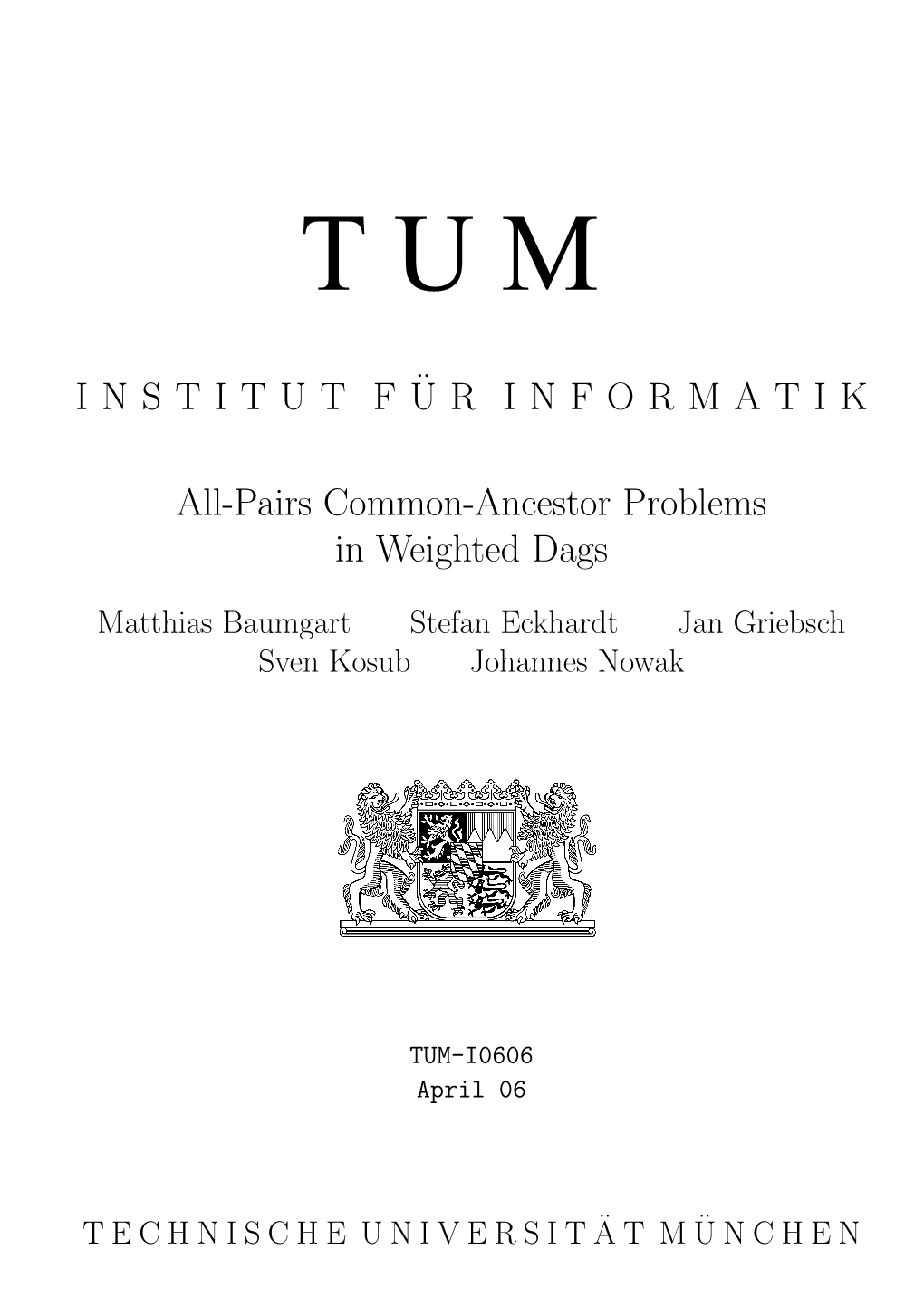 INSTITUT F¨UR INFORMATIK All-Pairs Common-Ancestor