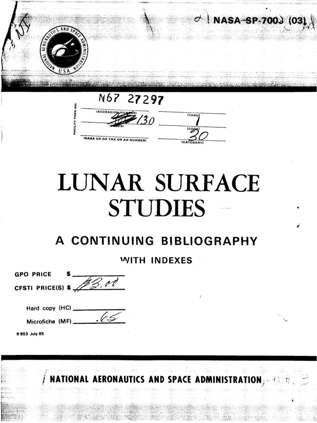 LUNAR SURFACE STUDIES S I