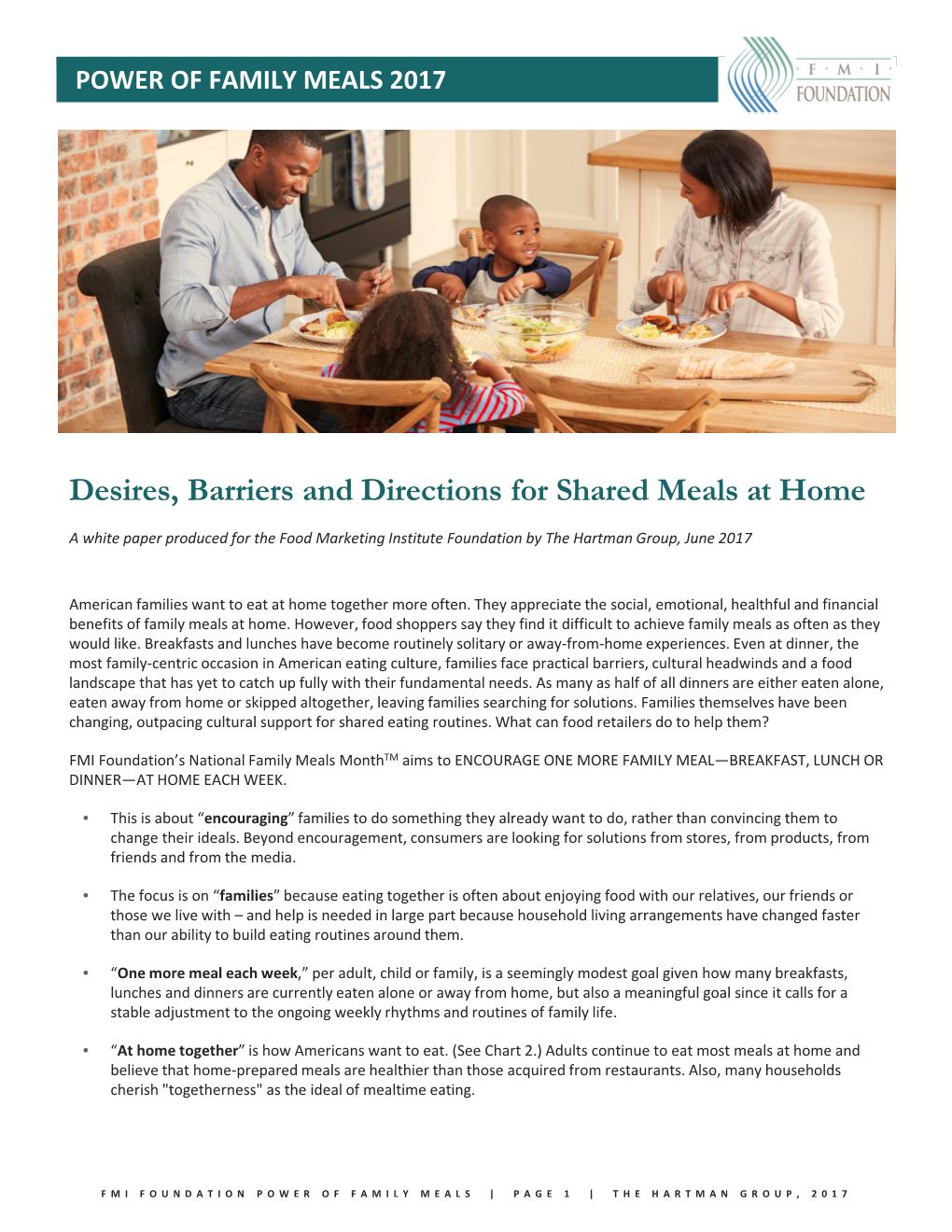 Desires, Barriers and Directions for Shared Meals at Home