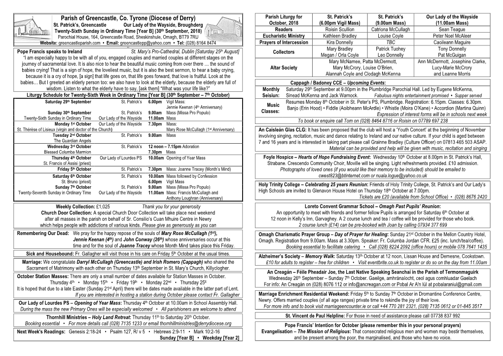 Diocese of Derry, Parish of Greencastle, Co
