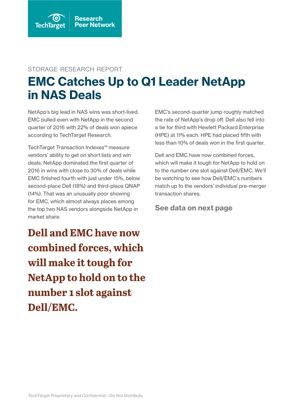 EMC Catches up to Q1 Leader Netapp in NAS Deals