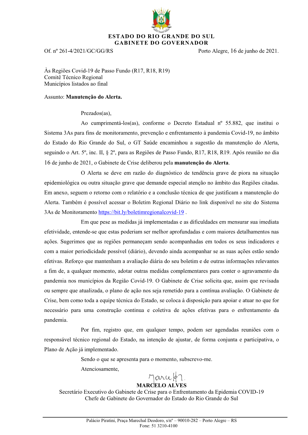 ESTADO DO RIO GRANDE DO SUL GABINETE DO GOVERNADOR Of