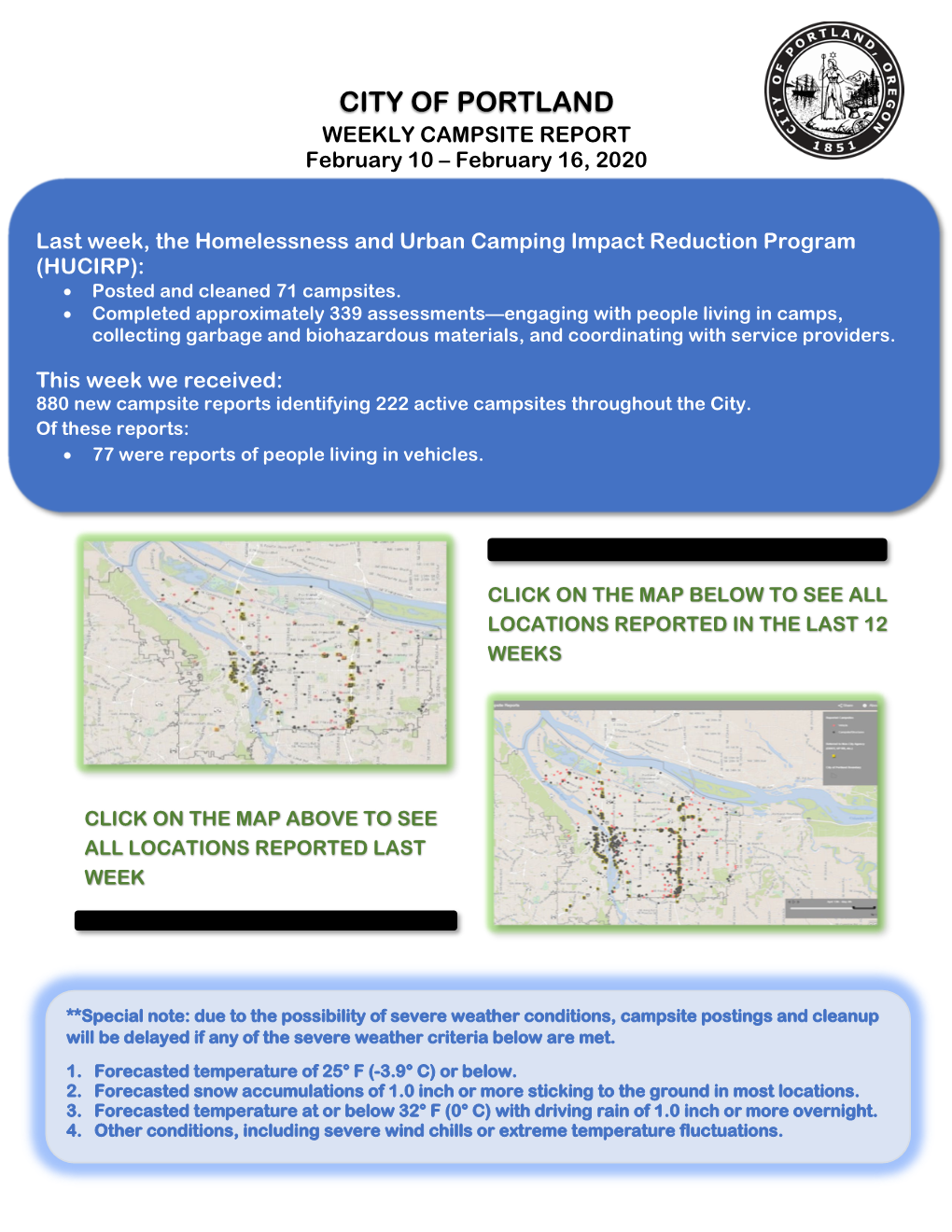 Campsite Report 10-16 February 2020