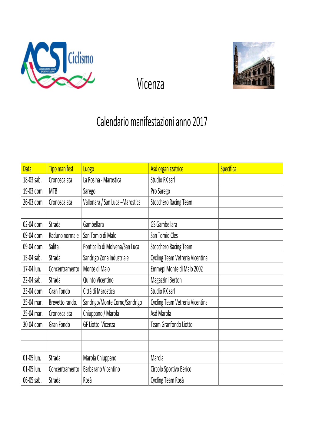 Calendario 2017