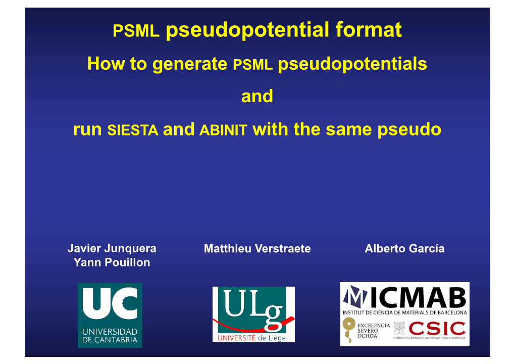 PSML Pseudopotential Format
