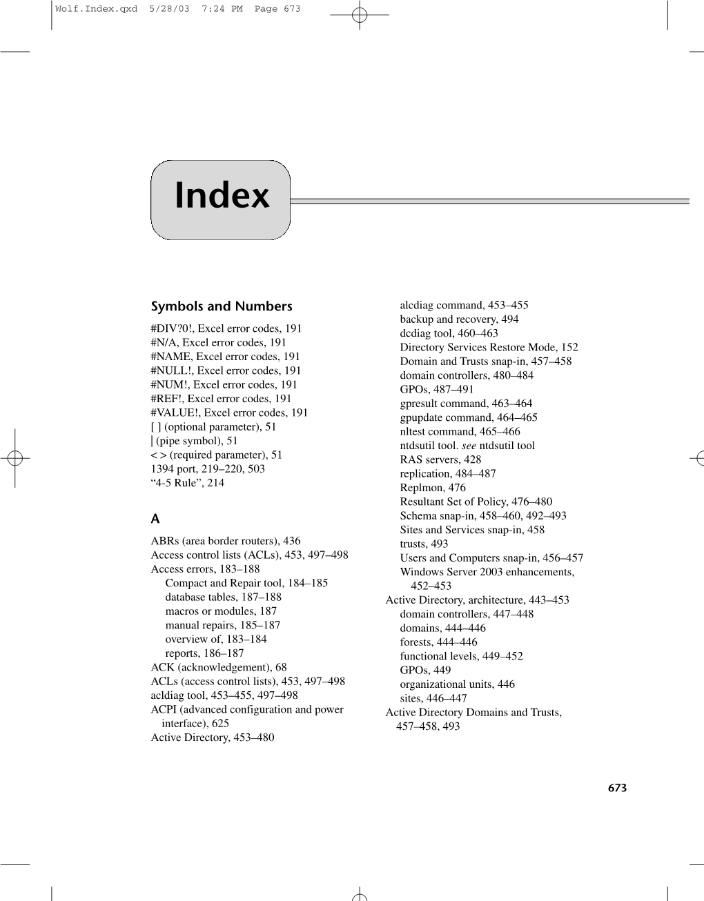 Symbols and Numbers A