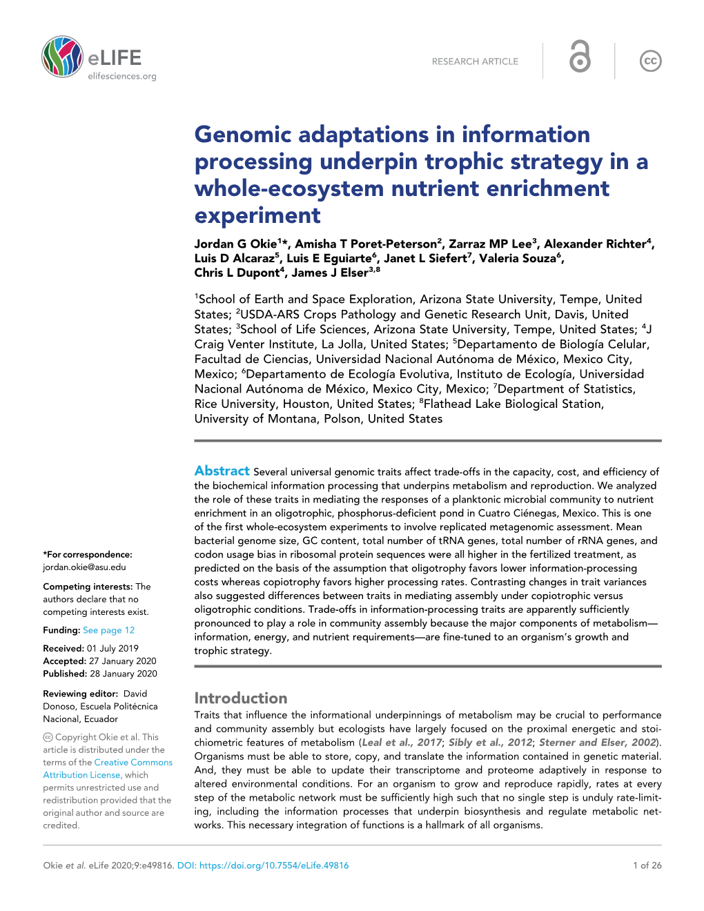 Genomic Adaptations in Information Processing Underpin Trophic
