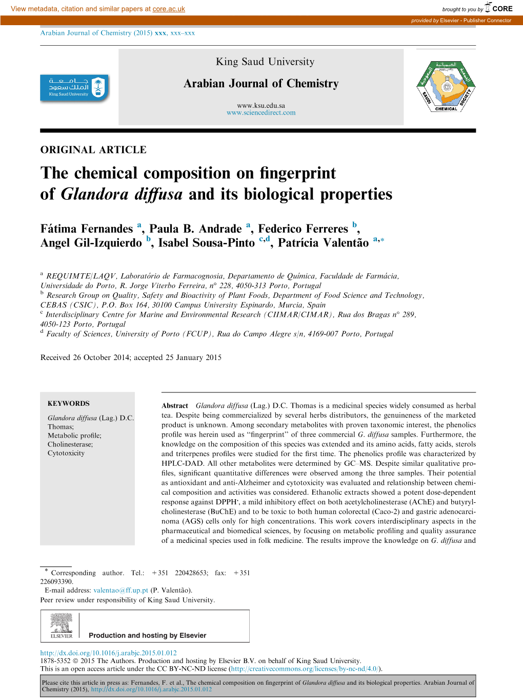 The Chemical Composition on Fingerprint of Glandora