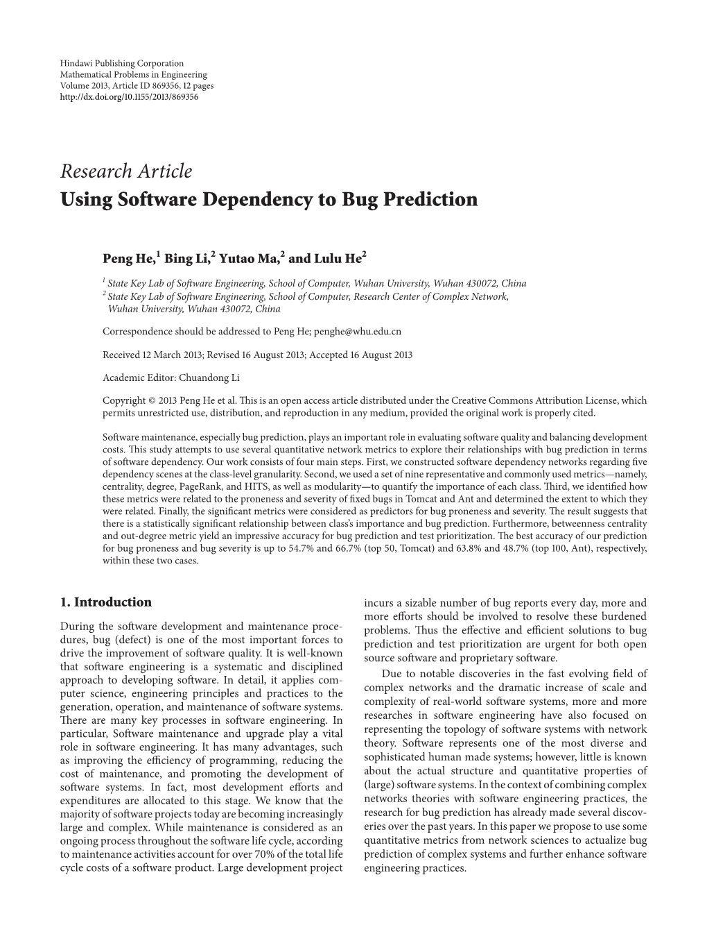 Using Software Dependency to Bug Prediction