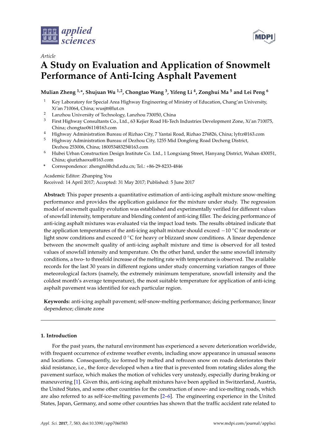 A Study on Evaluation and Application of Snowmelt Performance of Anti-Icing Asphalt Pavement