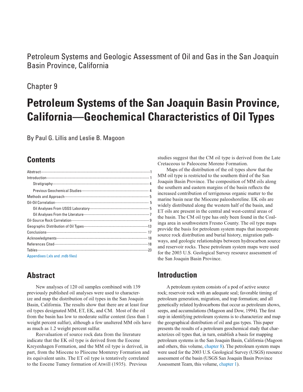 Petroleum Systems of the San Joaquin Basin Province, California—Geochemical Characteristics of Oil Types