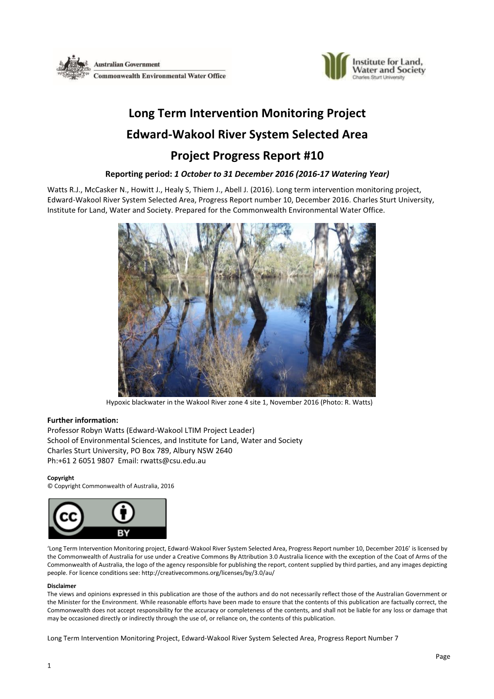 Long Term Intervention Monitoring Project Edward-Wakool River