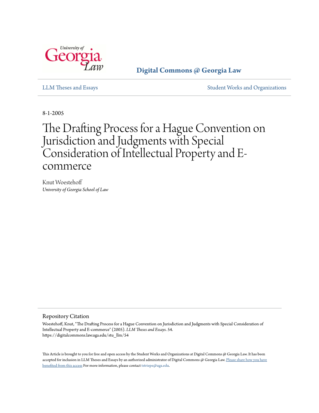 The Drafting Process for a Hague Convention on Jurisdiction And