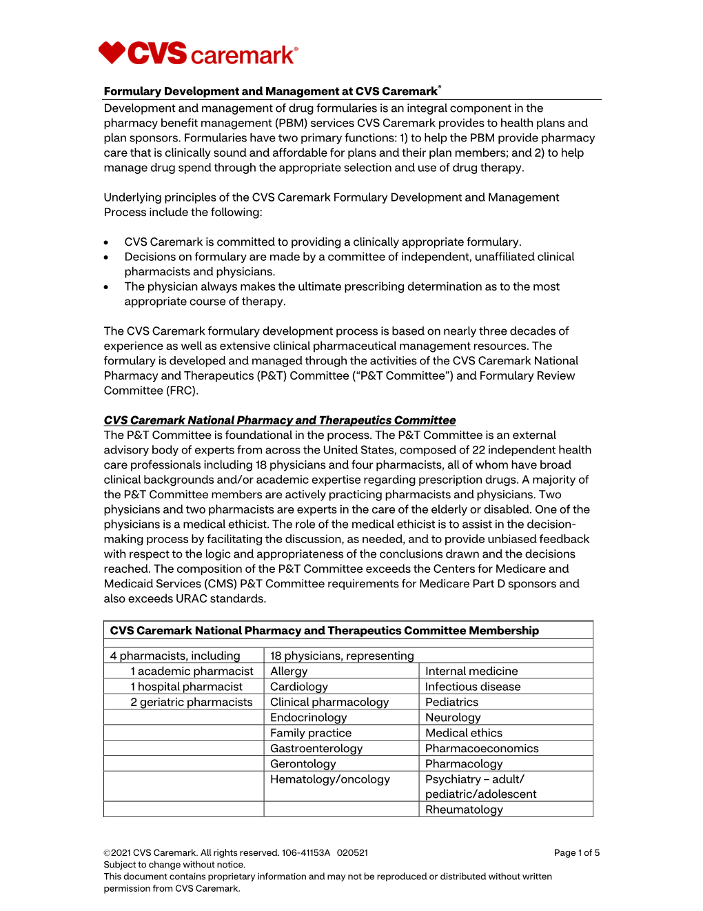 Formulary Development and Management at CVS Caremark