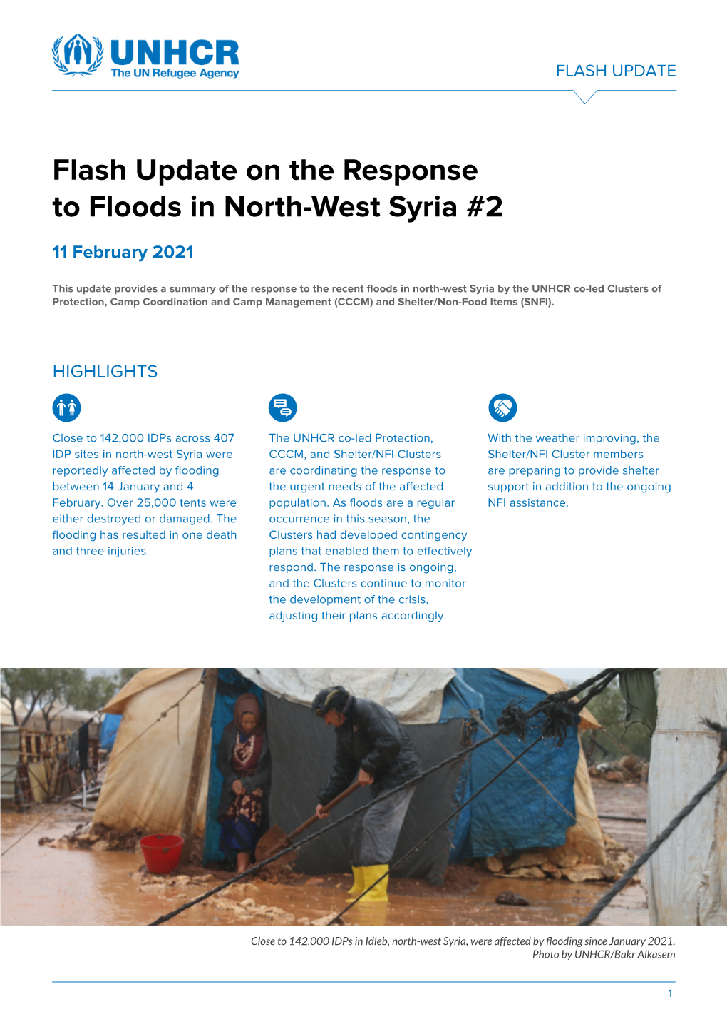 UNHCR Flash Update on Floods in North-West Syria