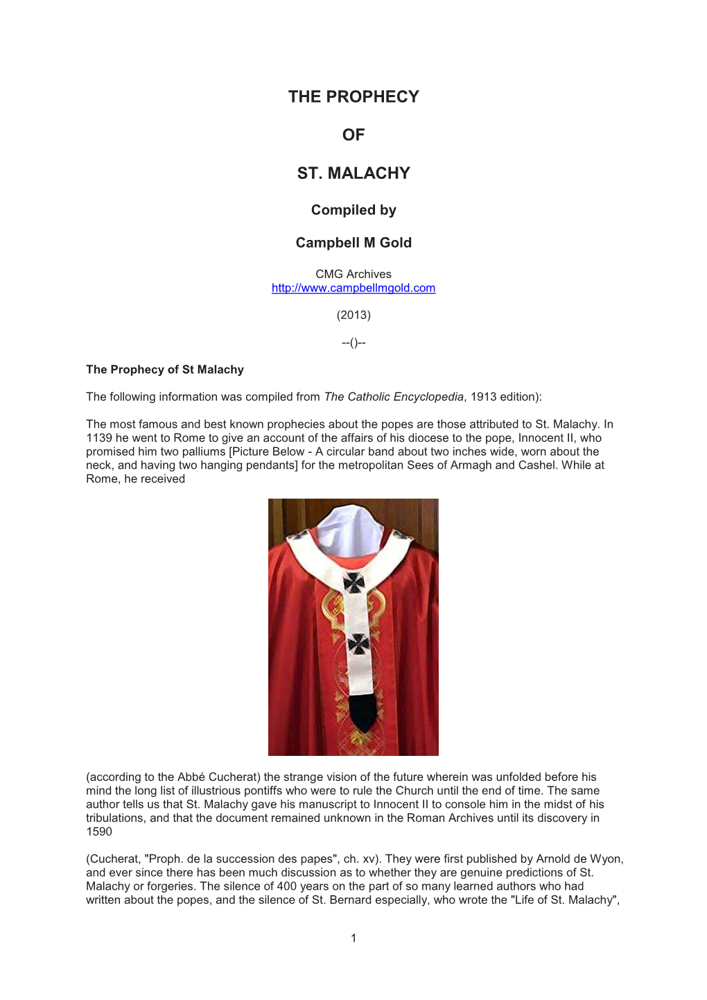 The Prophecy of St. Malachy