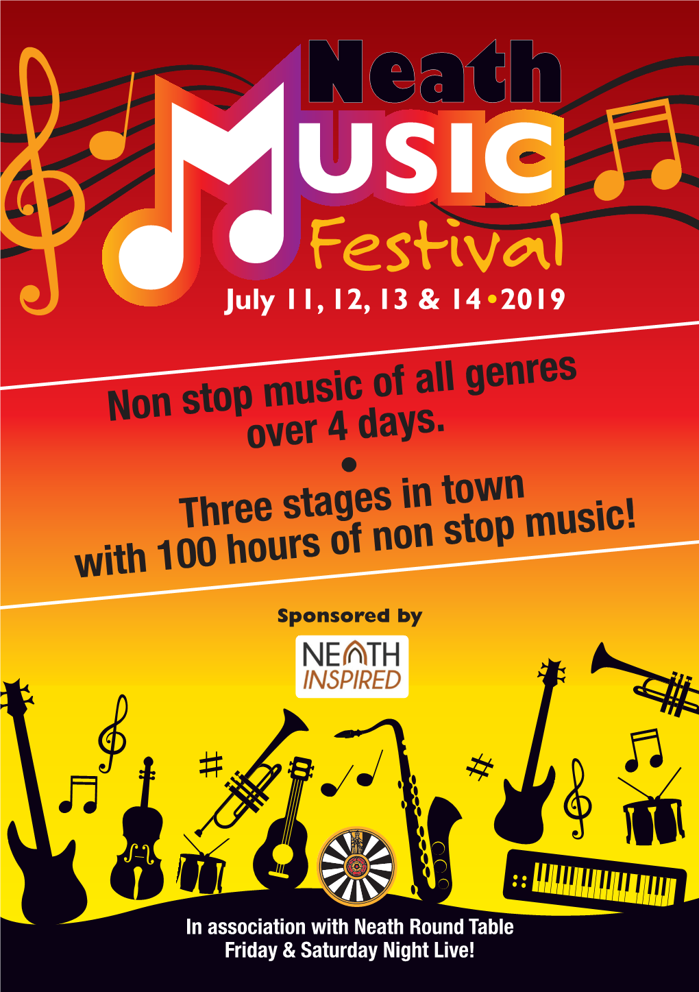 Neath Music Festival Prog 11/06/2019 18:24 Page 1 Nenneaeaathth USIC Festival July 11, 12, 13 & 14 • 2019