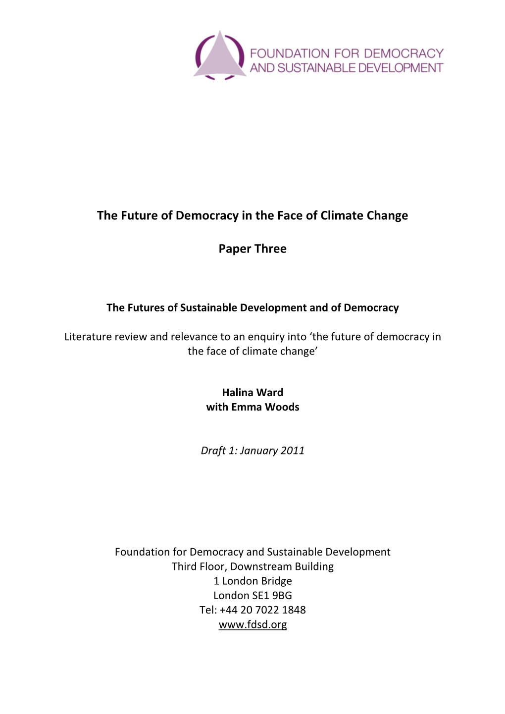 The Future of Democracy in the Face of Climate Change Paper Three