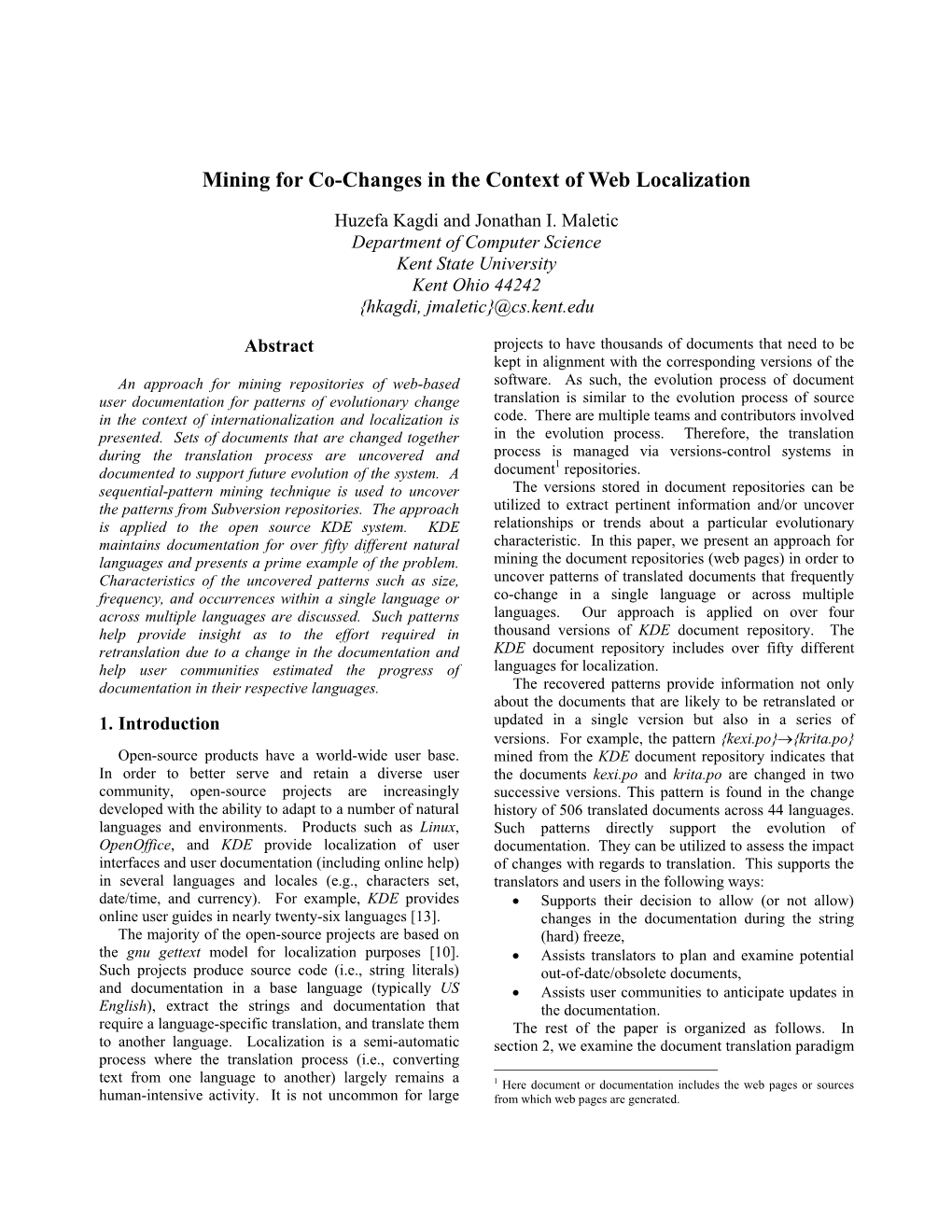 Mining for Co-Changes in the Context of Web Localization