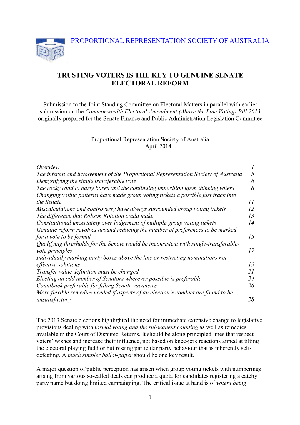 Proportional Representation Society of Australia