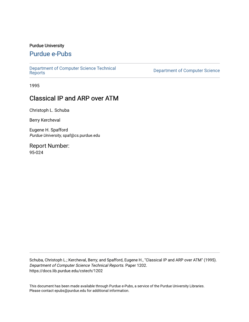 Classical IP and ARP Over ATM