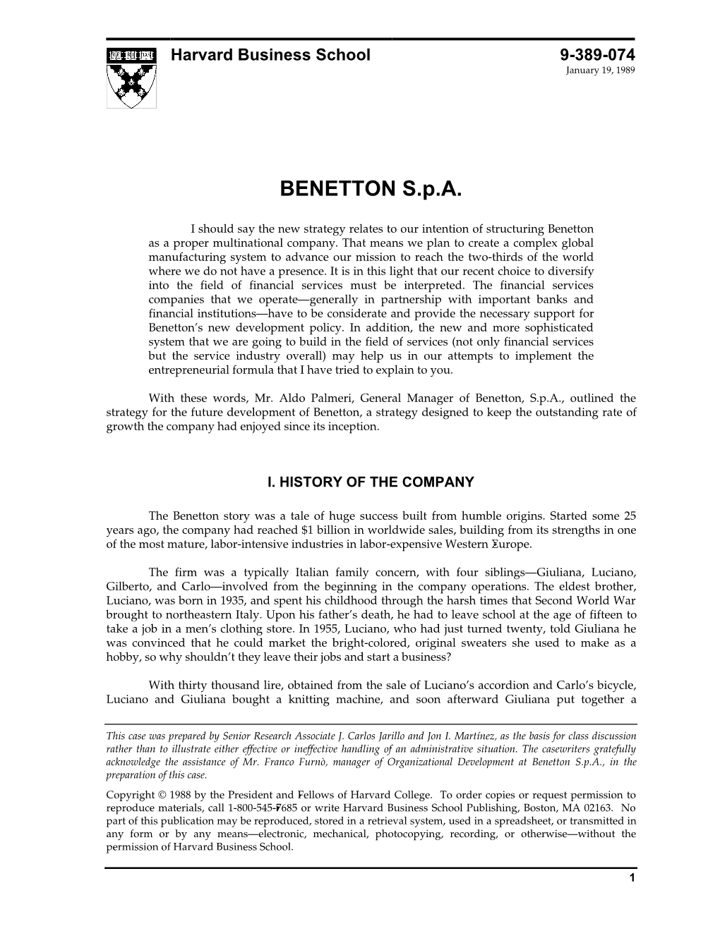 BENETTON S.P.A