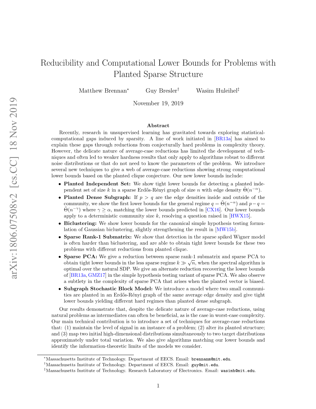 Reducibility and Computational Lower Bounds for Problems with Planted