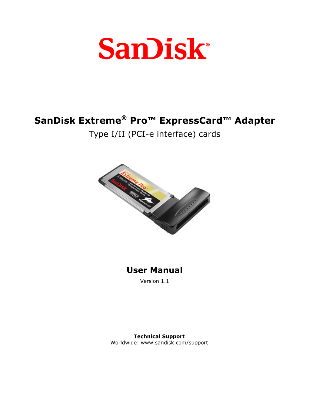 Sandisk Extreme Pro Expresscard Adapter User's Manual