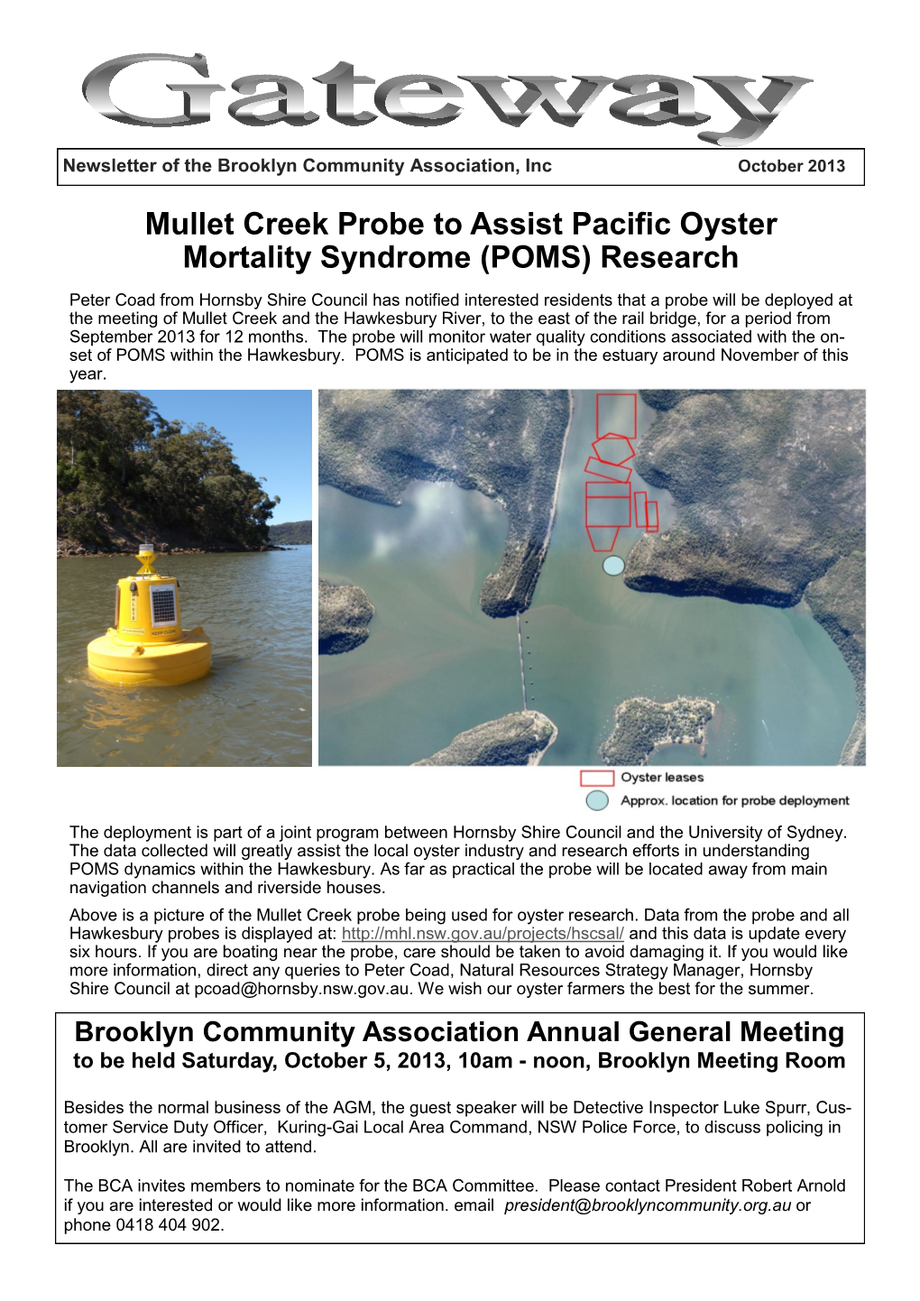 Mullet Creek Probe to Assist Pacific Oyster Mortality Syndrome (POMS) Research
