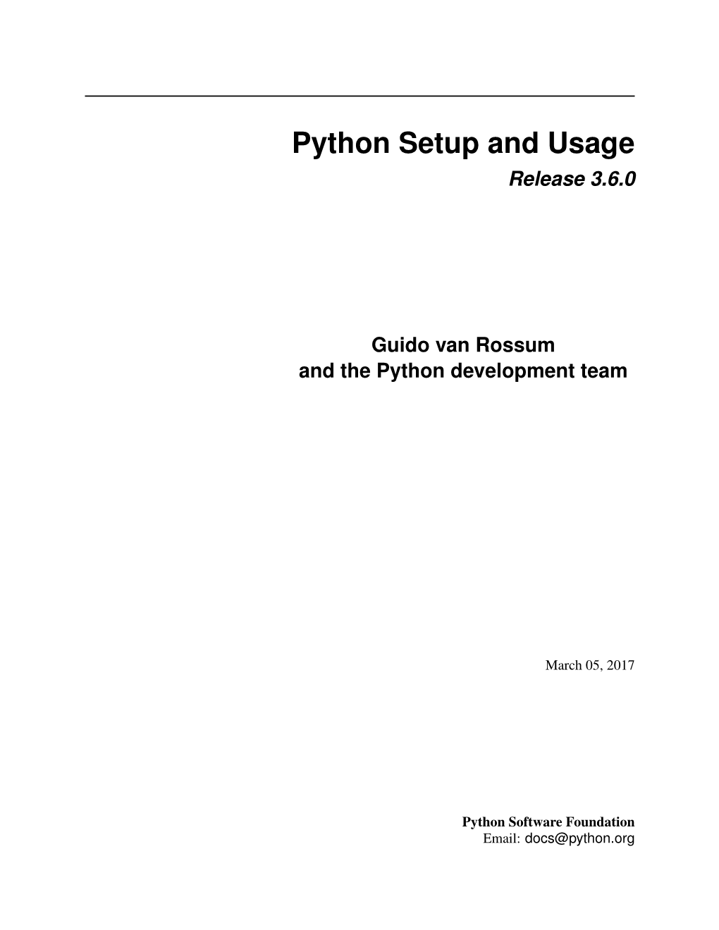 Python Setup and Usage Release 3.6.0