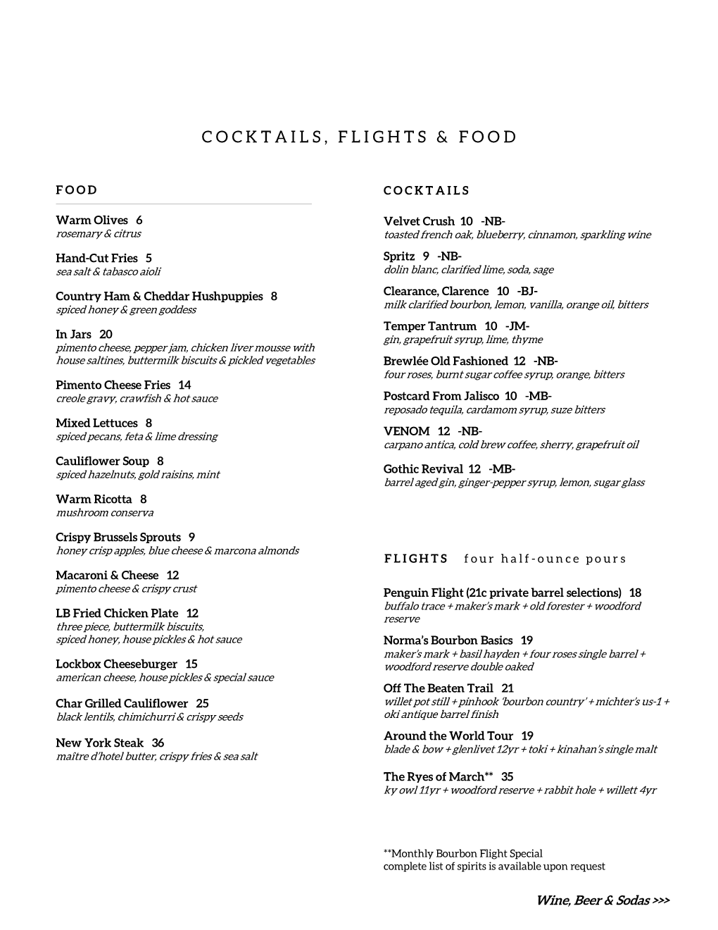 Cocktails, Flights & Food