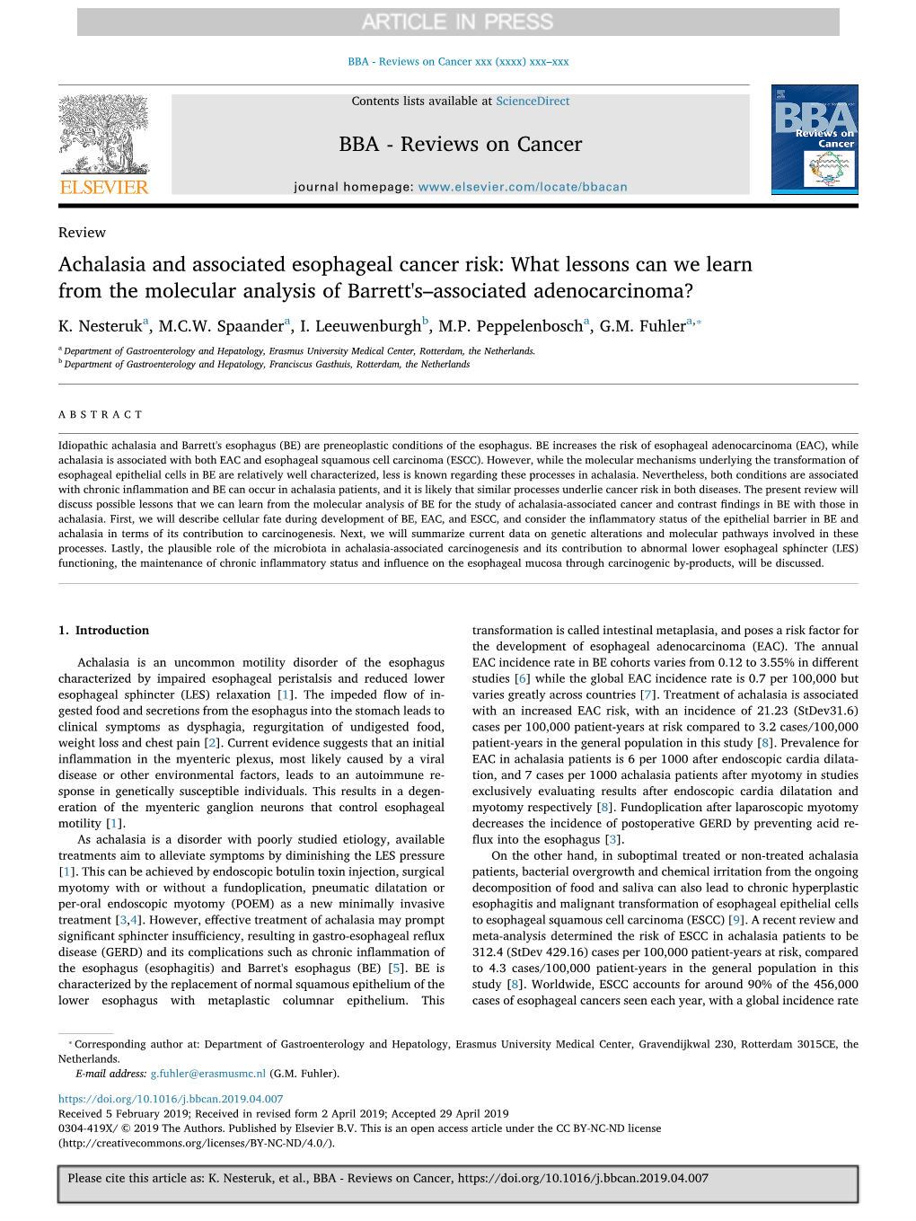 Achalasia and Associated Esophageal Cancer Risk What Lessons