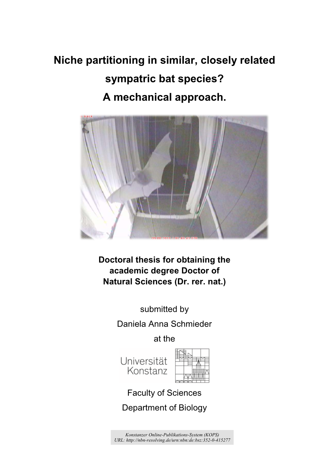 Niche Partitioning in Similar, Closely Related Sympatric Bat Species? : A