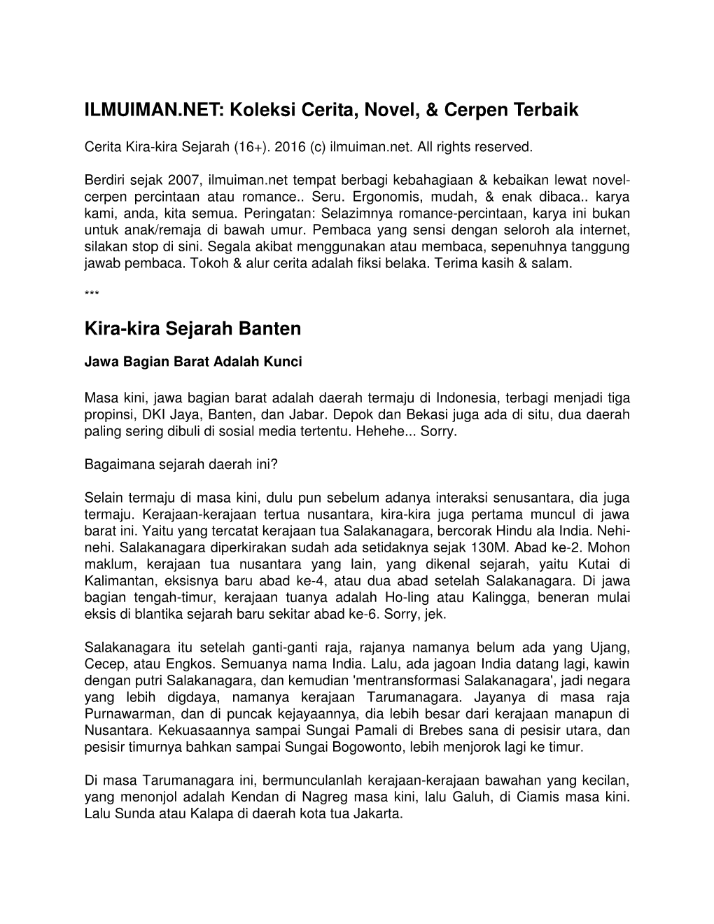 Koleksi Cerita, Novel, & Cerpen Terbaik Kira-Kira Sejarah Banten