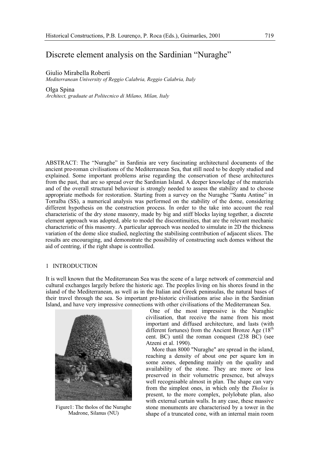 Discrete Element Analysis on the Sardinian “Nuraghe”