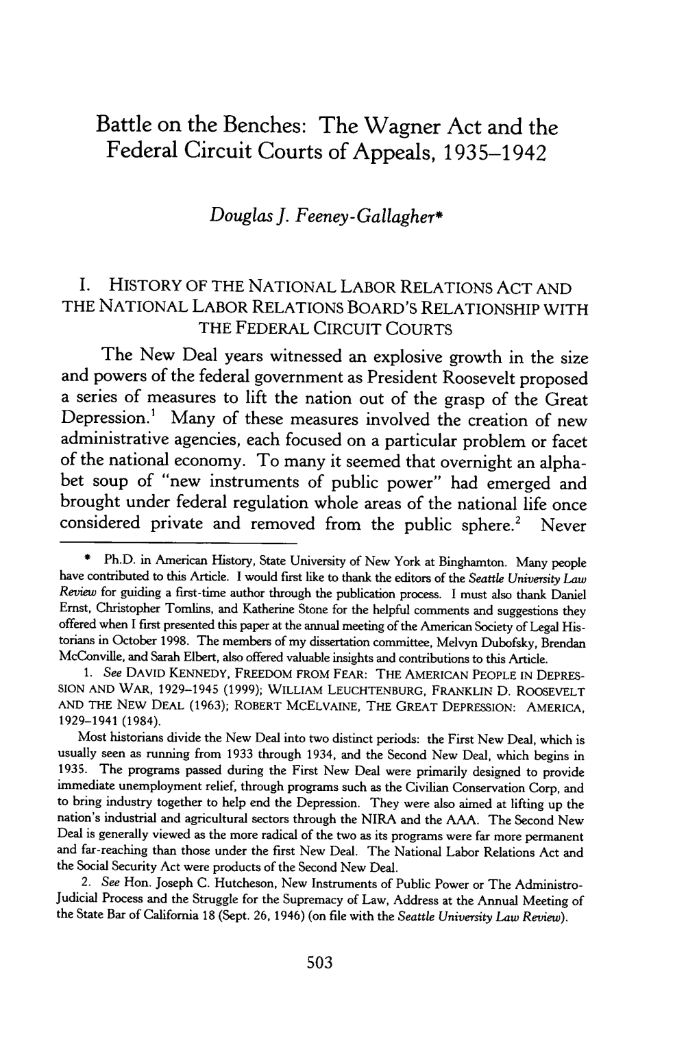 The Wagner Act and the Federal Circuit Courts of Appeals, 1935-1942